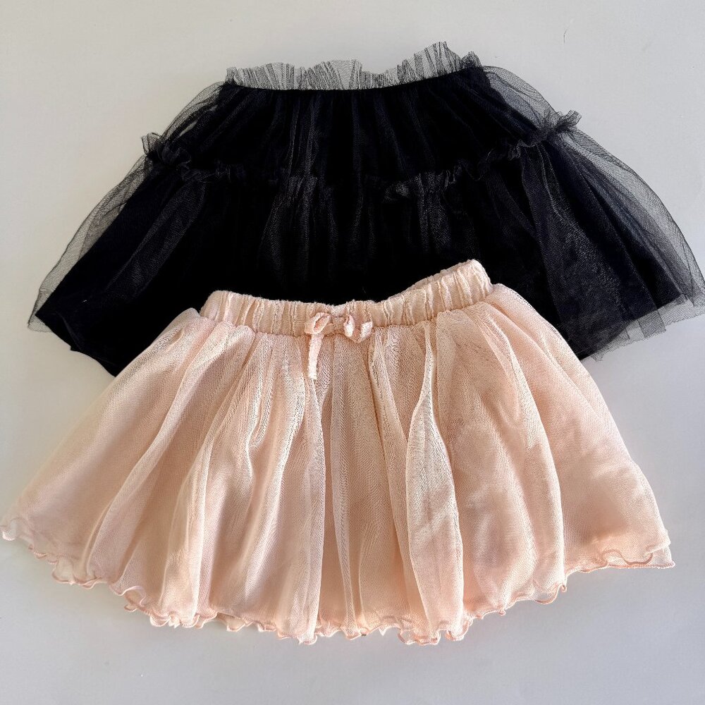 ZARA Tulle Tutu Skirt Bundle | 2 Pack | Black + Blush | 12–18M | GUC